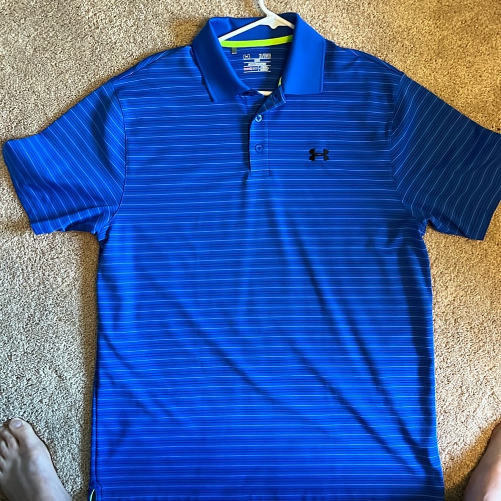 Under Armour Short Sleeve Loose Polo Heat-Gear Blue Size XL